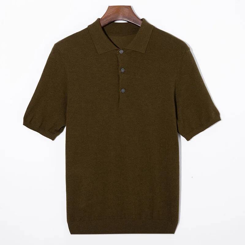 Summer Classic Men Knitwear Silk Wool Blend Sweater Pullover Polo Neck T-Shirt Short Sleeved Cool High-Quality Clothing Tops dongdumaoyi