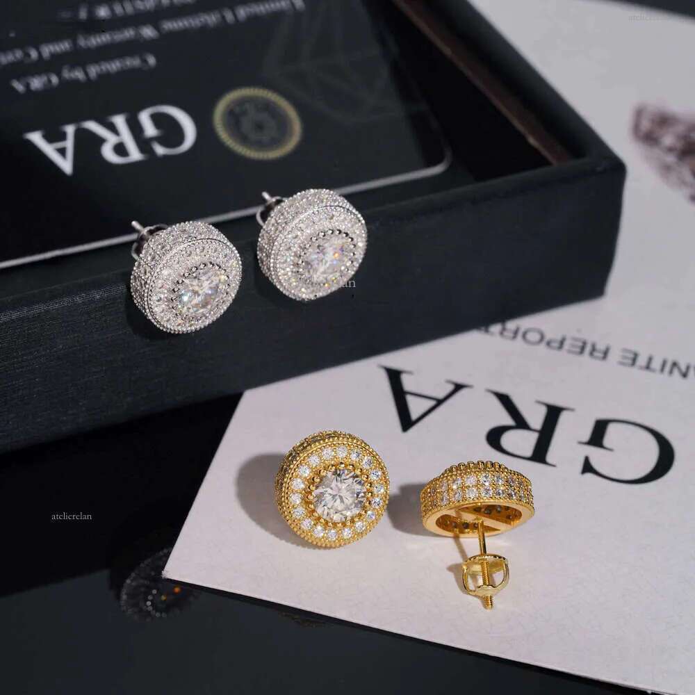 New Style Unisex 1ct D Color Pure Sier with Moissanite Hip-Hop Stud Earrings