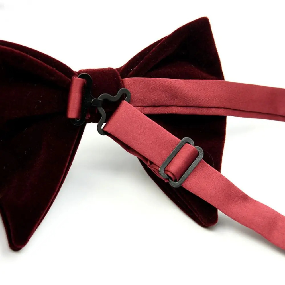 Males Oversized Bow Tie Solid Velvet Bowtie Wedding Party Tuxedo Adjustable Necktie Big Bow Tie 250909