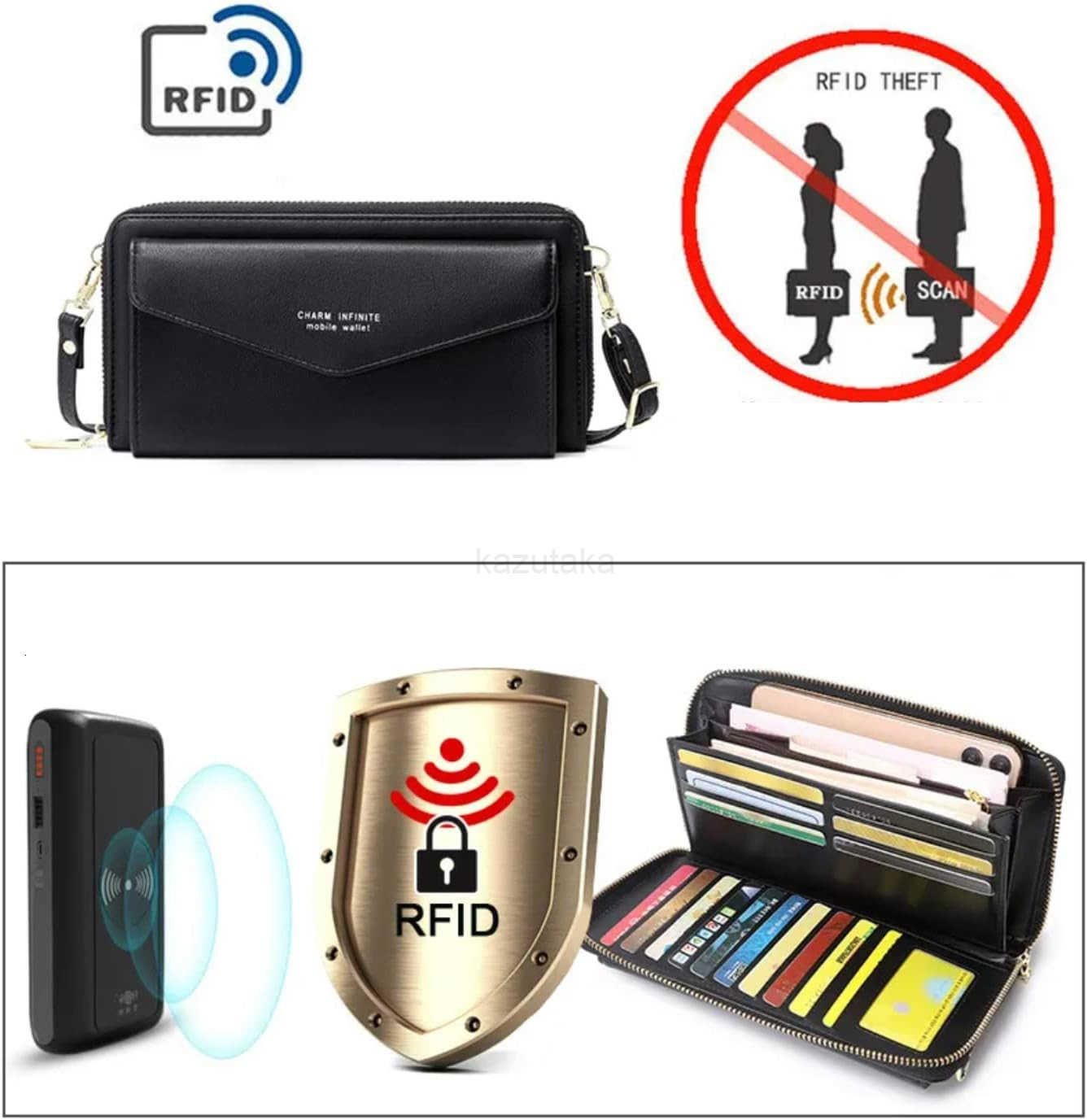 Leather Crossbody Phone Bag for Women RFID Blocking Touch Screen Wallet Shoulder Handbag with Clear Phone Window Z250910