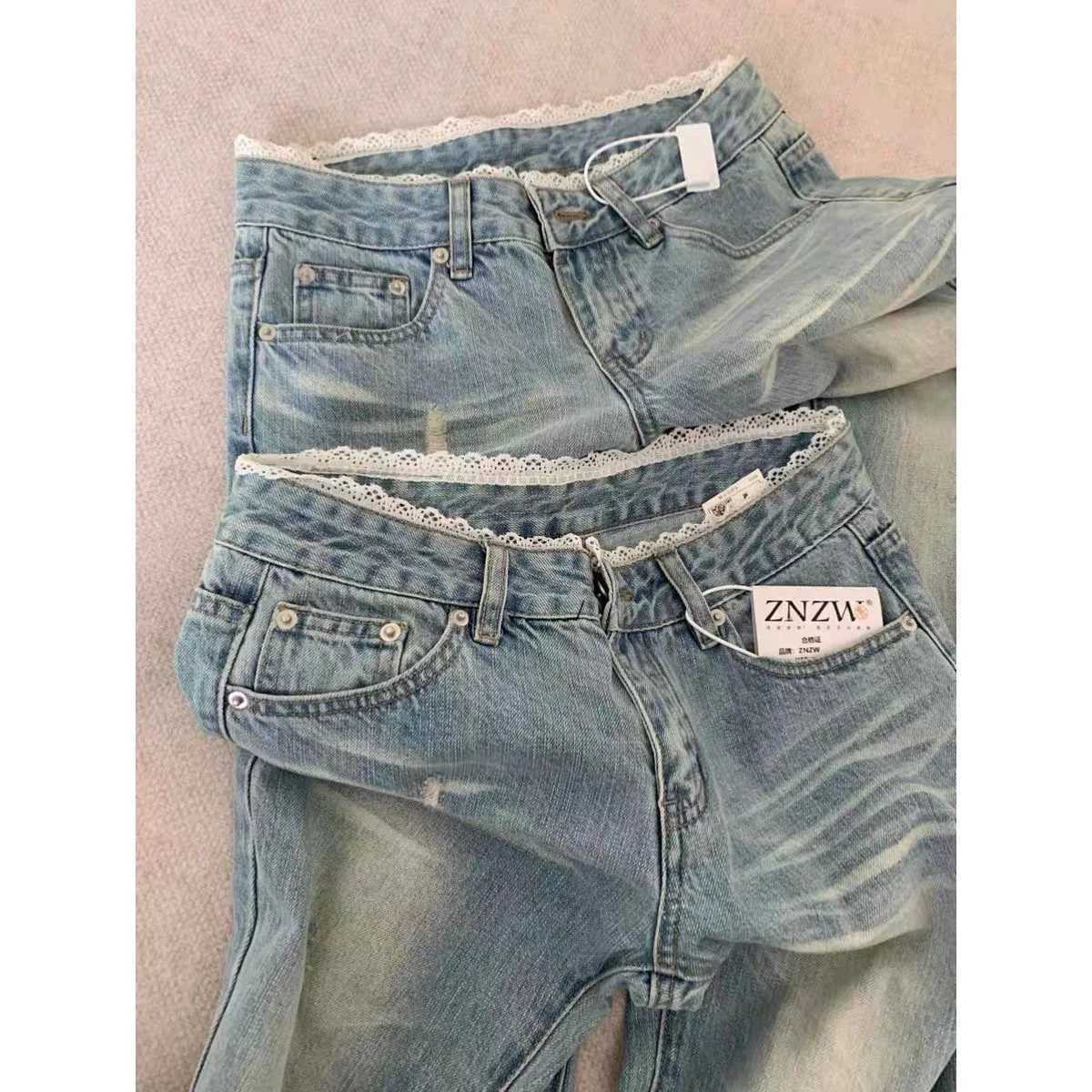 Botvotee Retro Classic American Vintage Denim Jeans for Women Low Waisted Straight 1950s1960s Inspired Jeans Light Blue Pants Z250910