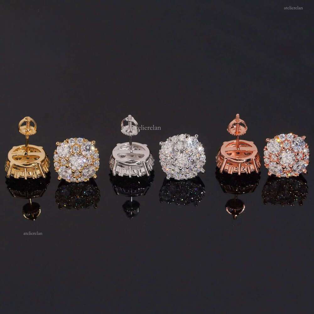 12mm GRA Certificate Iced Out Fashion Earring Hip Hop Jewelry Sier Round VVS Moissanite Dia Stud Earrings Free of charge delivery