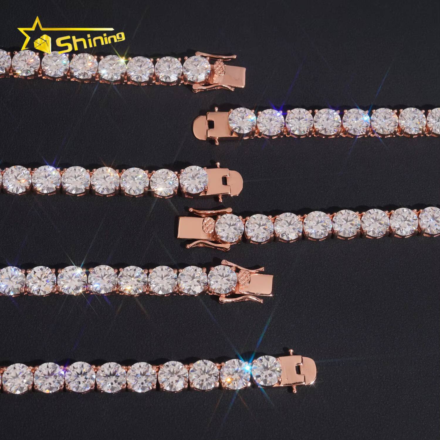 Wholesale Price 8mm Moissanite Tennis Chain S925 Gold Plated Pass Diamond Tester Gra Certificate Moissanite Fine Jewelry