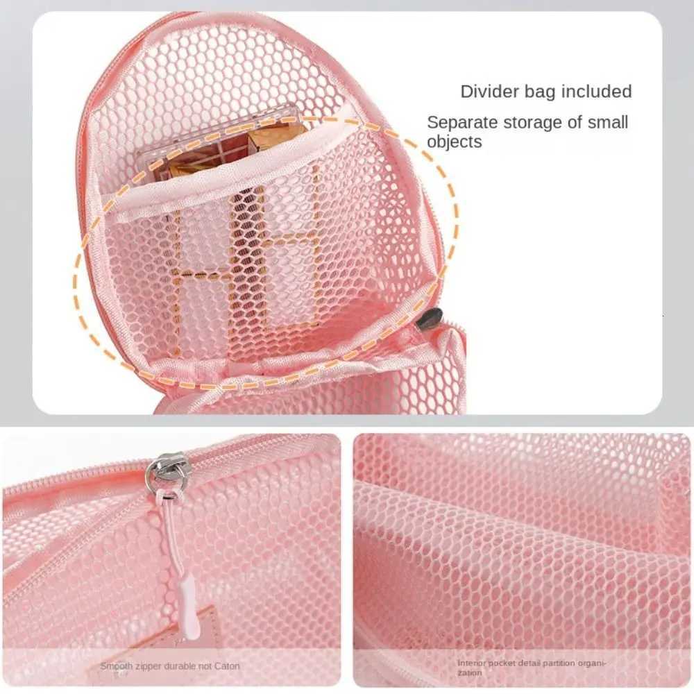 Casual Nylon Cosmetic Bag With Zipper Mesh Storage Pouch Handheld Multipurpose Mesh Makeup Bags TravelXJ250910