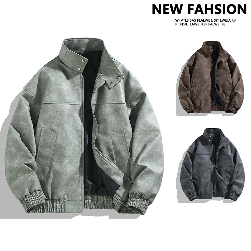 Free shipping designer Mens Jackets classic light luxury hot selling vintage tie dye leather jacket for men in spring and autumn stand up collar coat 