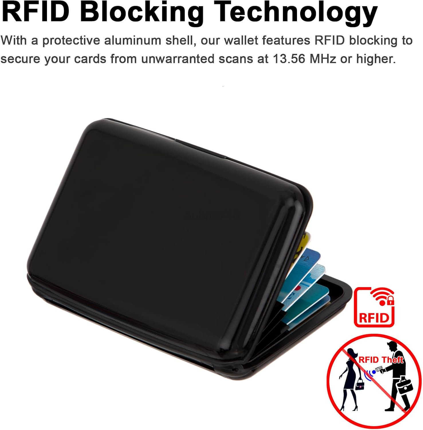 CARD Holder RFID Blocking Metal Card Wallet for Women Men Slim ID Card Holders Protector Aluminum Business Hard Case BlackZ250910