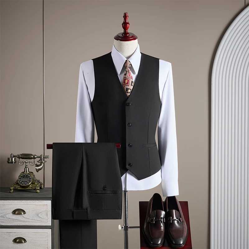 Highquality fashionable and stylish woolen tasto suit set grooms wedding dress threepiece set mens business suit W250910