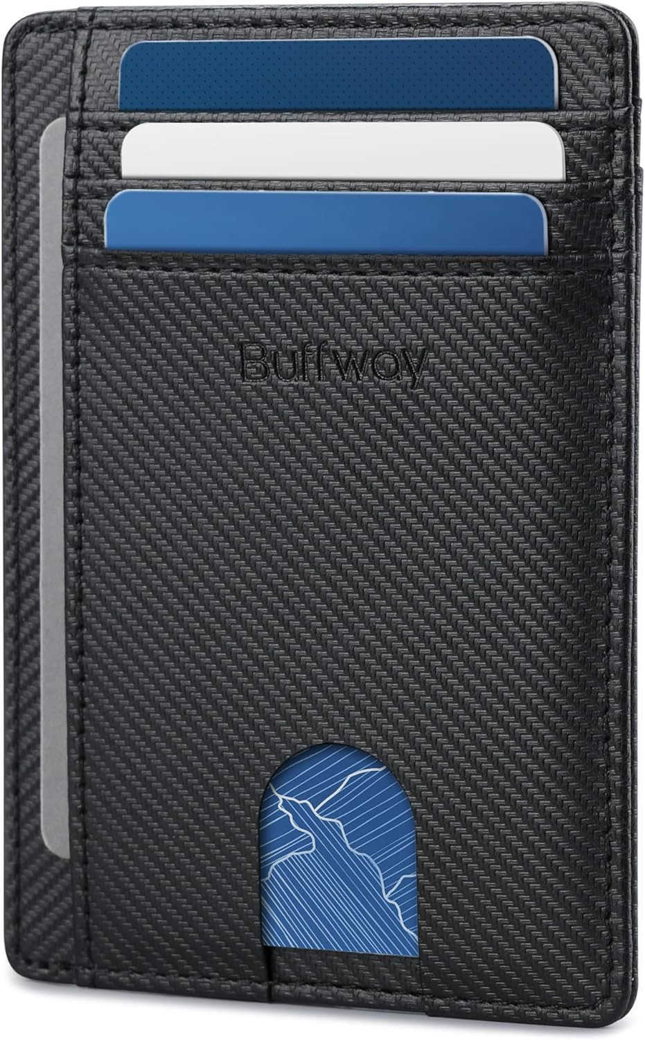 Slim Minimalist Front Pocket RFID Blocking Leather Wallets for Men and Women Peak BlackZ250911