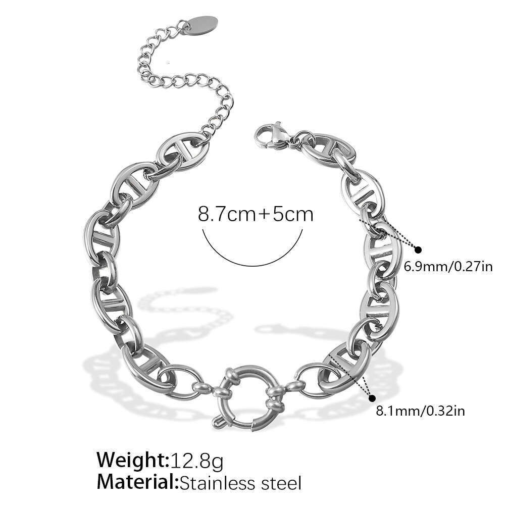 New Stainless Steel Japanese Style Pig Nose Buckle Bracelet Niche Design Sense Simple Personality Minimalist Necklace Jewelry