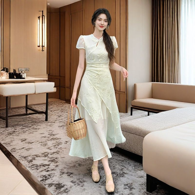 D154 Irregular Chinese Embroidery Dress for Women