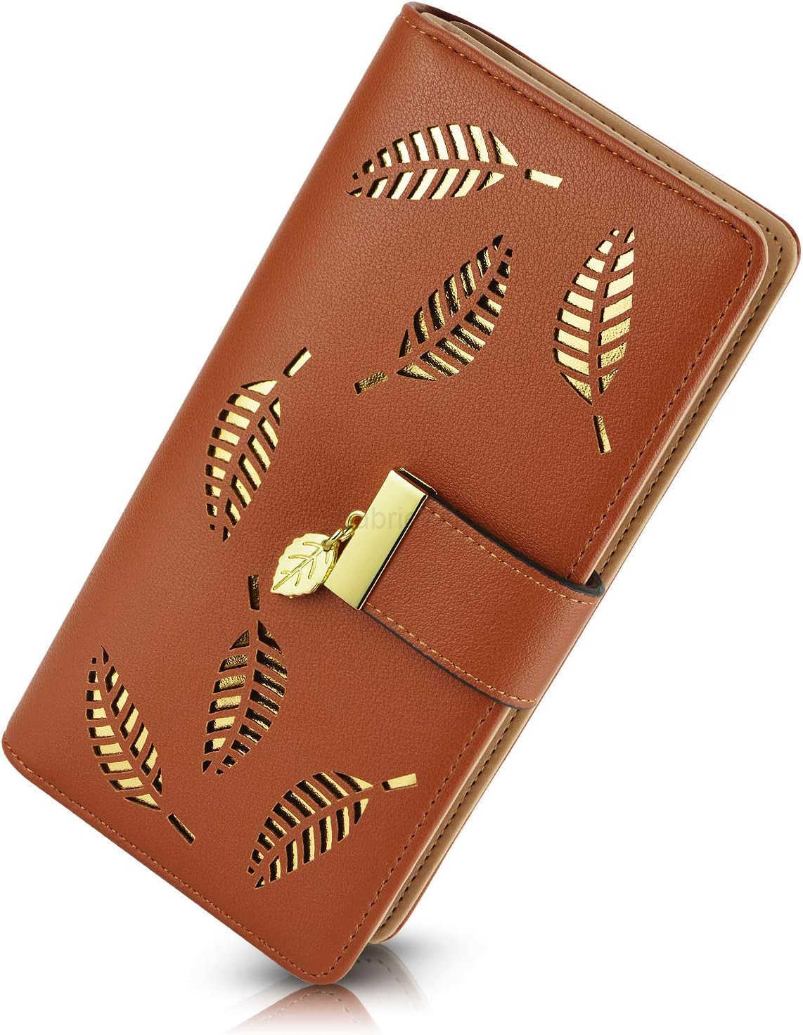 Womens Wallet Women CARD Holder Hollow Leaf Pattern Bifold Leather Lady Long Wallet Purse Zip Birthday Xmas Gifts for Women GirlsBlackZ250910
