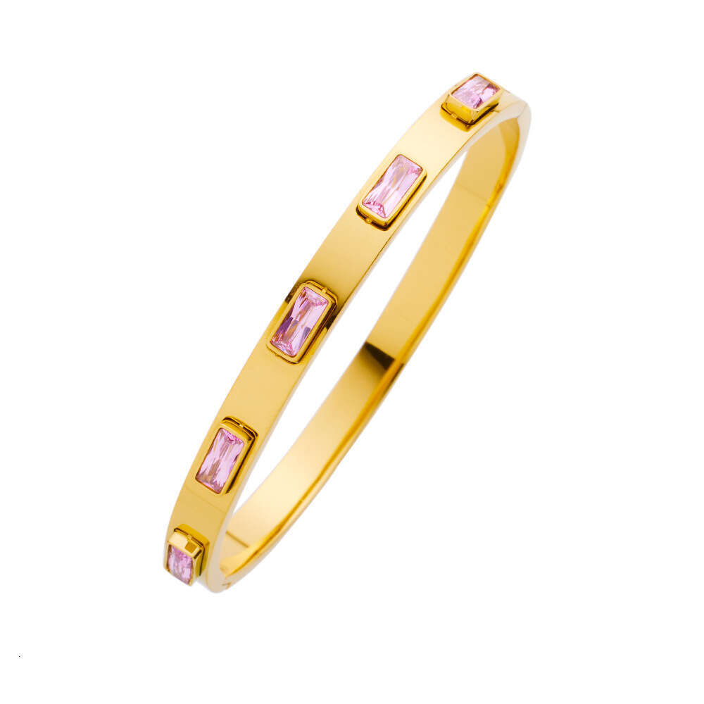 INS gold tone designer bracelet for women luxury jewelry moissanite gold titanium steel bracelet retro fashion versatile stainless steel diamond inlai