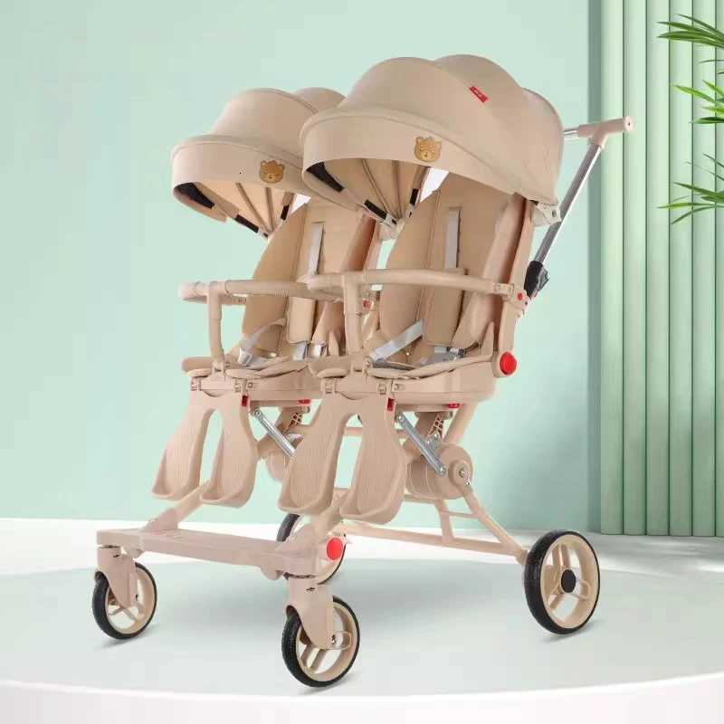 Baby Stroller Twins Slipping Baby God Infant Double Can Lie Flat and Sit Lightweight Carrying Folding Twoway Baby Pushchair W250910
