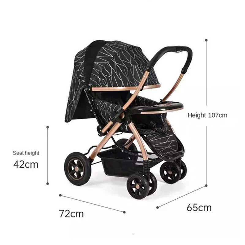 Newborn Baby Stroller Can Sit and Lie 06 Years Old Light OneKey Folding FourWheel Suspension Trolley Breathable and Warm W250910