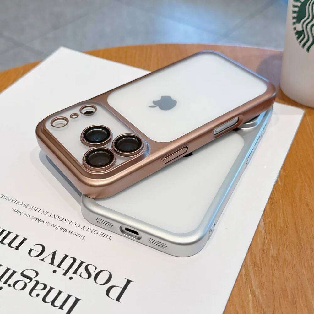 Electroplating Large Window Matte Case For iPhone 17Pro 17 Air Max Ultra Thin Transparent PC Hard Cover with Lens Film