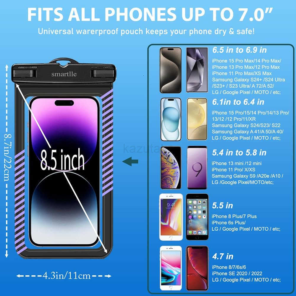 Waterproof Phone Pouches Bags Holder Cell Phone Water Protectors 4 Pack for Swimming IPX8 Waterproof Phone case Cover for iPhone 15 14 13 Pro Max 12 1