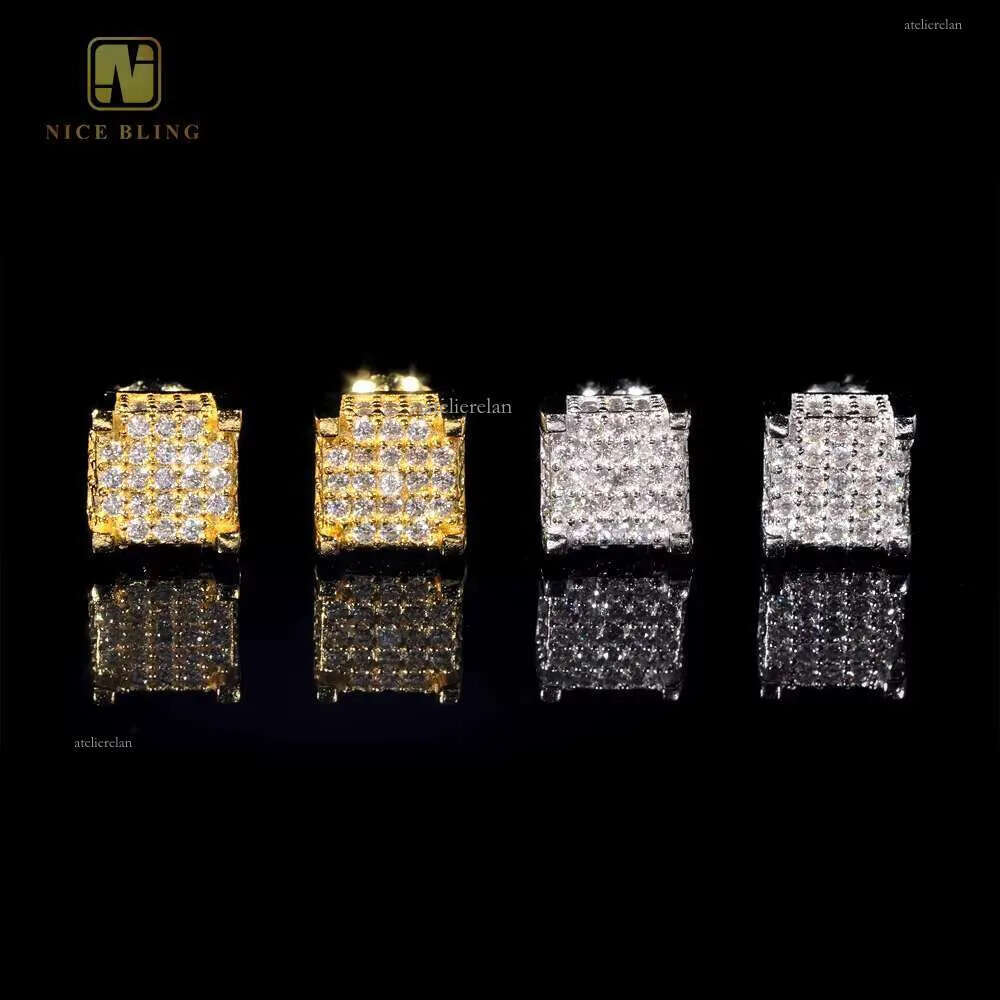 Ice Out Moissanite Ear VVS Sparkly Jewelry S Sterling Sier Gold Plated Round Cut Dia Stud Earrings for Women