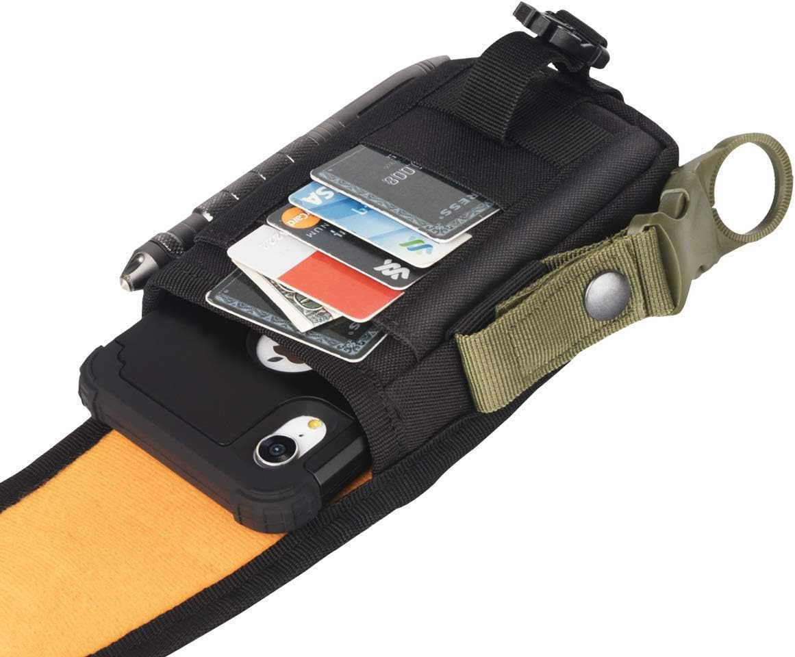 Tactical Phone Holster Pouch Tactical Smartphone Pouches Cellphone Case Molle Gadget Bag Molle Attachment Belt Holder Waist Bag for 4769 with US Flag 