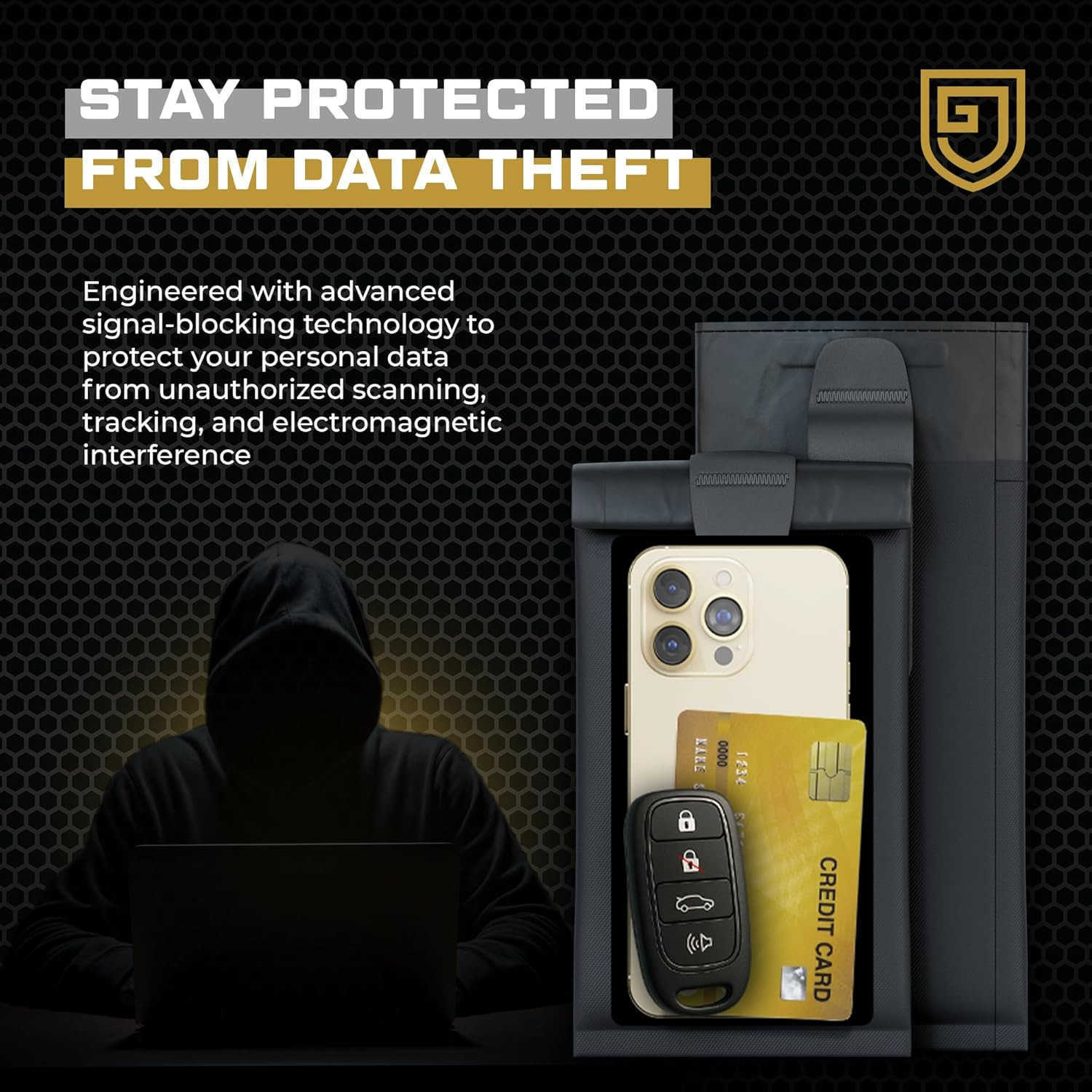 Bag for Phones Key Fobs 3rd Party Tested Faraday Cage for AntiTheft AntiTracking EMP Protection RFID Signal Blocker Shielding Pouch for Military Law E