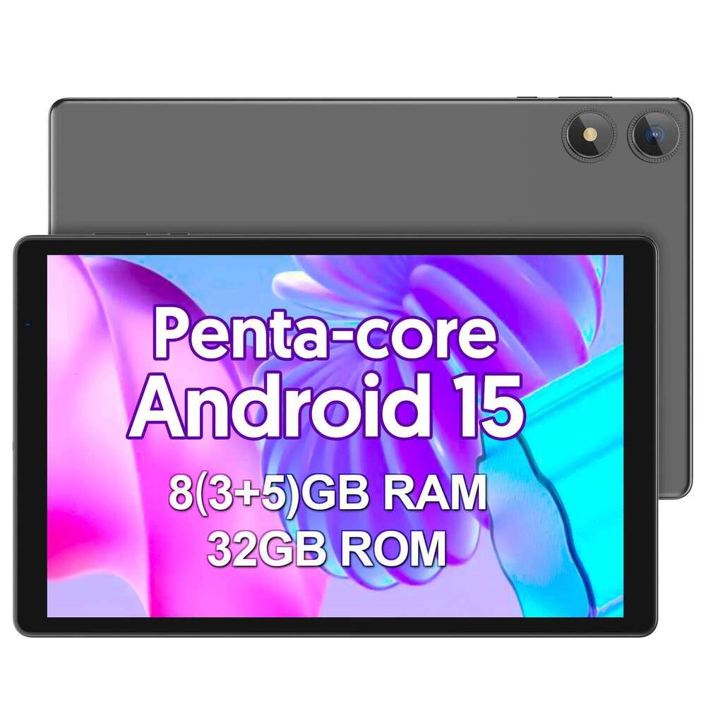 BAKEN Android 15 Tablet, 8 (3+5)Gb + 32Gb Storage, Penta-Core Processor, Wi-Fi6, Bluetooth, Usb-C, Google Play Store,