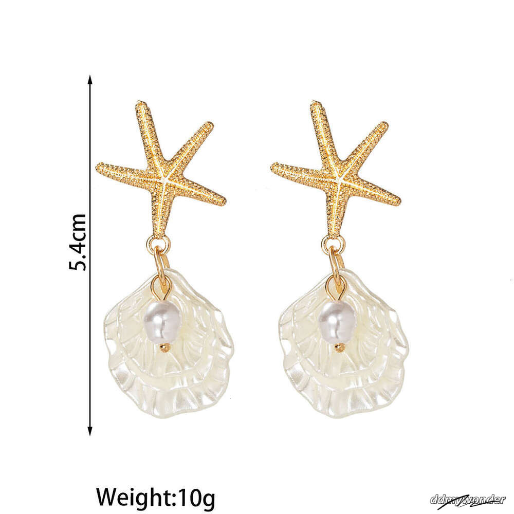 Dhcollections Beach - Starfish & Shell Dangle Earrings With Faux Pearls | Summer Vacation Jewelry For Women (2 Styles) ddmywonder ddmywonder