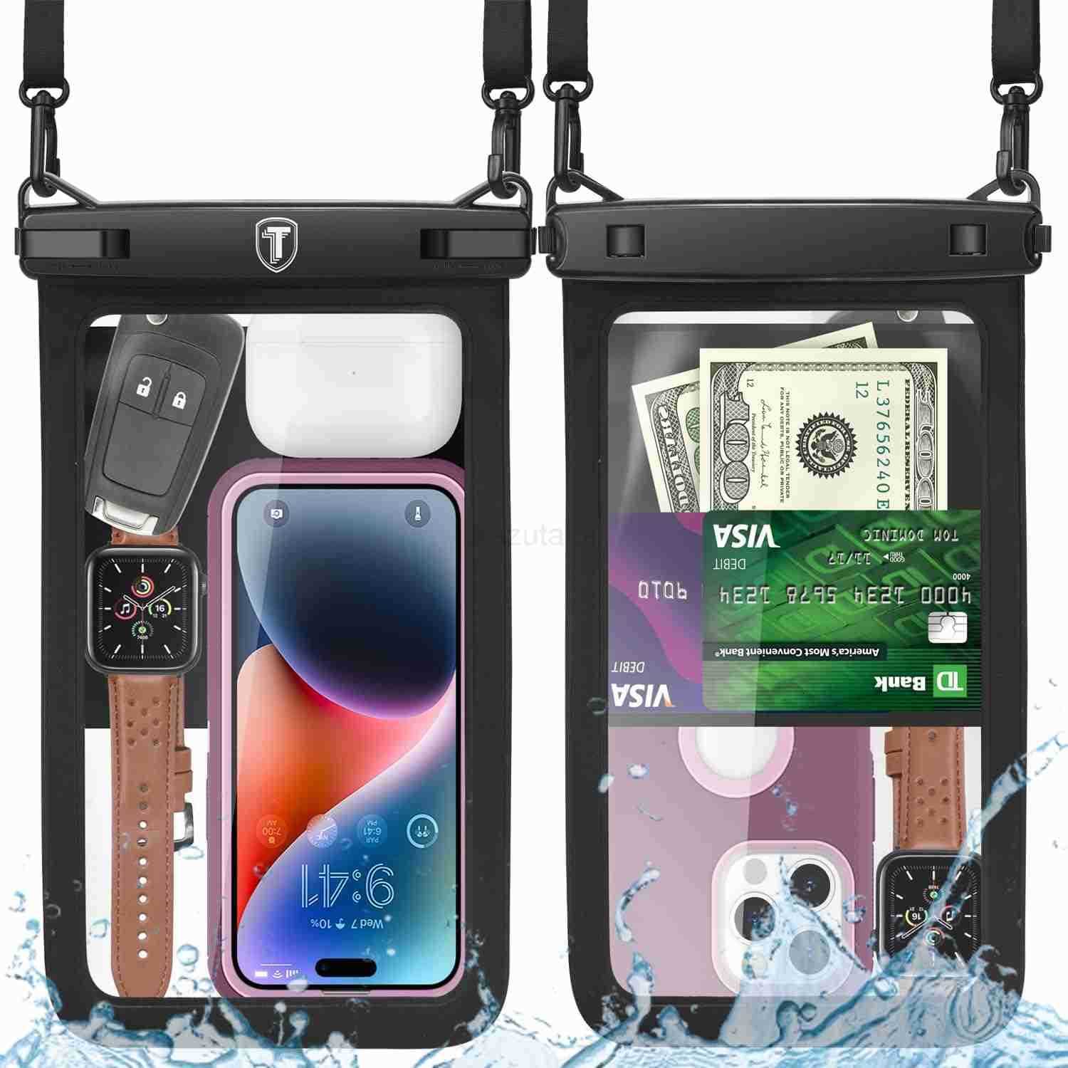 Extra Large Waterproof Phone Pouch Bag Case for S25 Ultra S24 Plus S23 Note 20 A36 A35 A16 A15 iPhone 16E 16 Pro Max Up to 10 2Pack IPX8 Vacation Cell