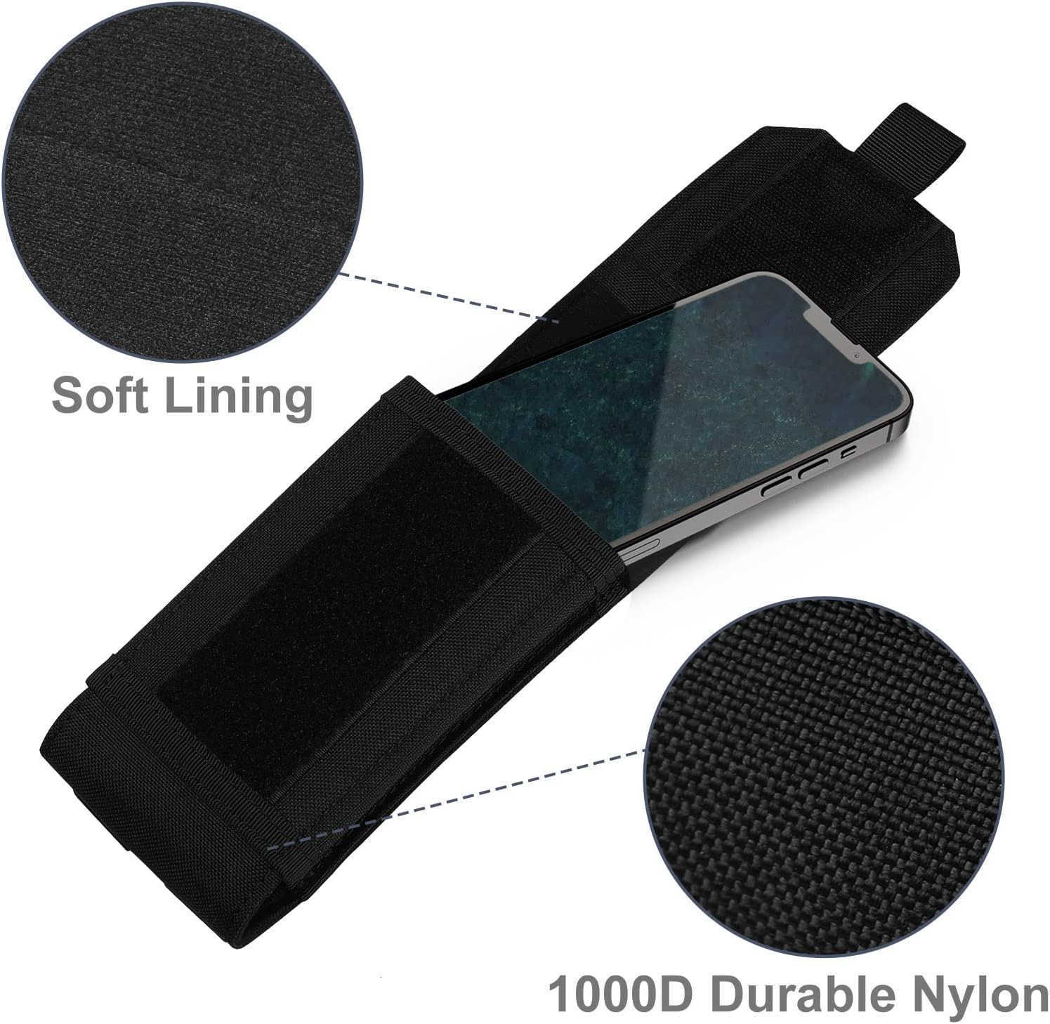 Black Army Camo Molle Bag for Mobile Phone Belt Pouch Holster Cover Case for iPhone 16 Pro MaxiPhone 15 Pro MaxiPhone 14 13 12 Pro MaxiPhone 16 15 14 