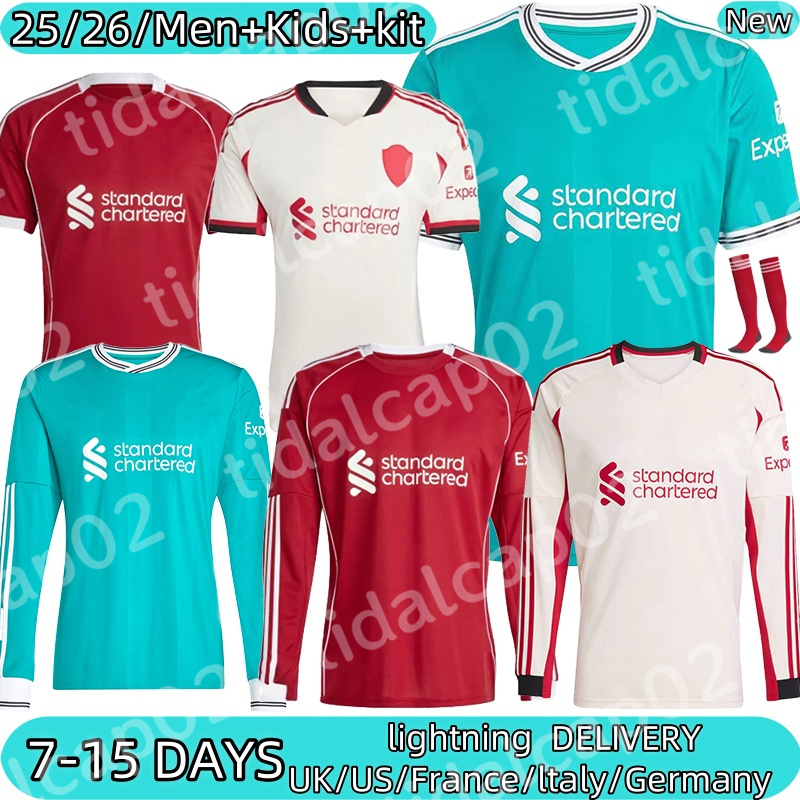 Season liverpoollses jersey 25 26 MAC ALLISTER SZOBOSZLAI VIRGIL WIRTZ FRIMPONG soccer jerseys Ekitike GRAVENBERCH 2026 football shirt Mens Kids Kit sock Full sets
