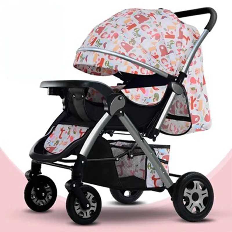 Newborn Baby Stroller TwoWay Implementation OneKey Folding Can Sit and Lie Waterproof Fabric Rubber Shock Universal Wheels W250910