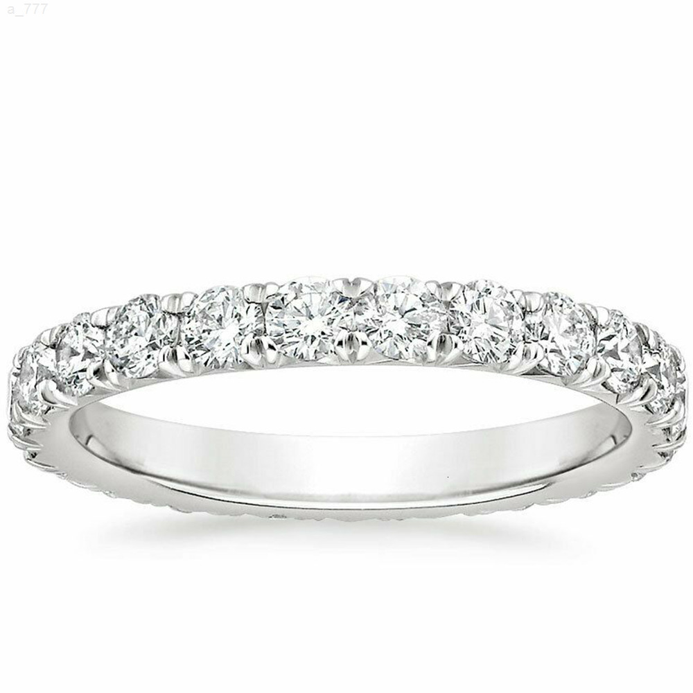 Wedding Rings AEW Solid 14K 585 White Gold 12ctw 2mm DF Color Moissanite Eternity Wedding Band Moissanite Ring for Women Ladies Ring J0112