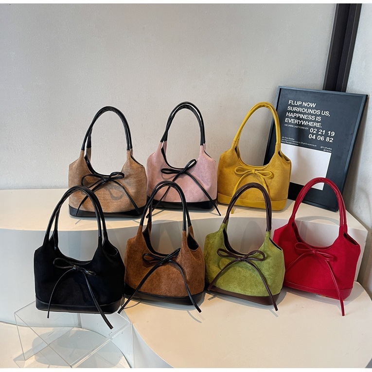 Free shipping designer Korean Version Niche Underarm Bag for Women New Simple Matte Tote Bag with Unique Bowknot Shoulder Bag Handbag