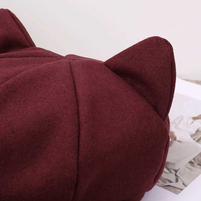 Fashionable Solid Color Simple Versatile Lightweight Breathable Comfortable Cute Fresh Cat Ear Decoration Street Style Sun HatXJ250910