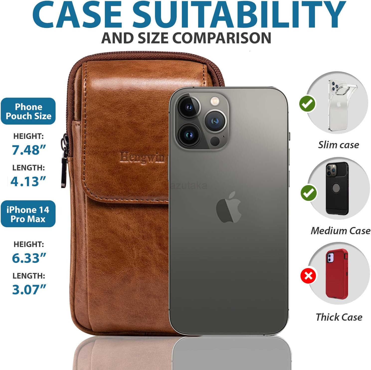 Genuine Leather Phone Holster for Belt Men Belt Clip Wallet Case Fit for iPhone 1615141312 Pro Max S25 Ultra Belt Pouch Travel Crossbody Cell Ph Z2509
