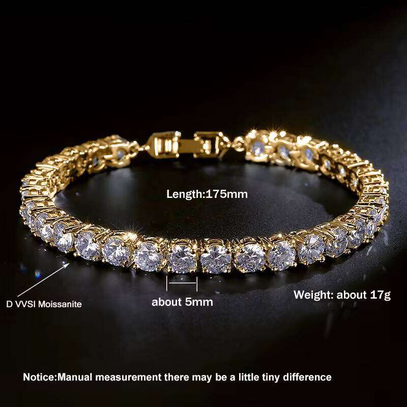 Customizable Thin 14 Full Iced Out Four Leaf Clover 14K Leather Real Gold 3Mm 2Mm Tennis Bracelet Moissanite
