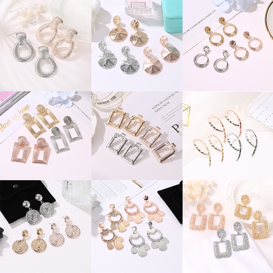Hot Sale Emed For Women Creative Design Frosted Round Square Earrings