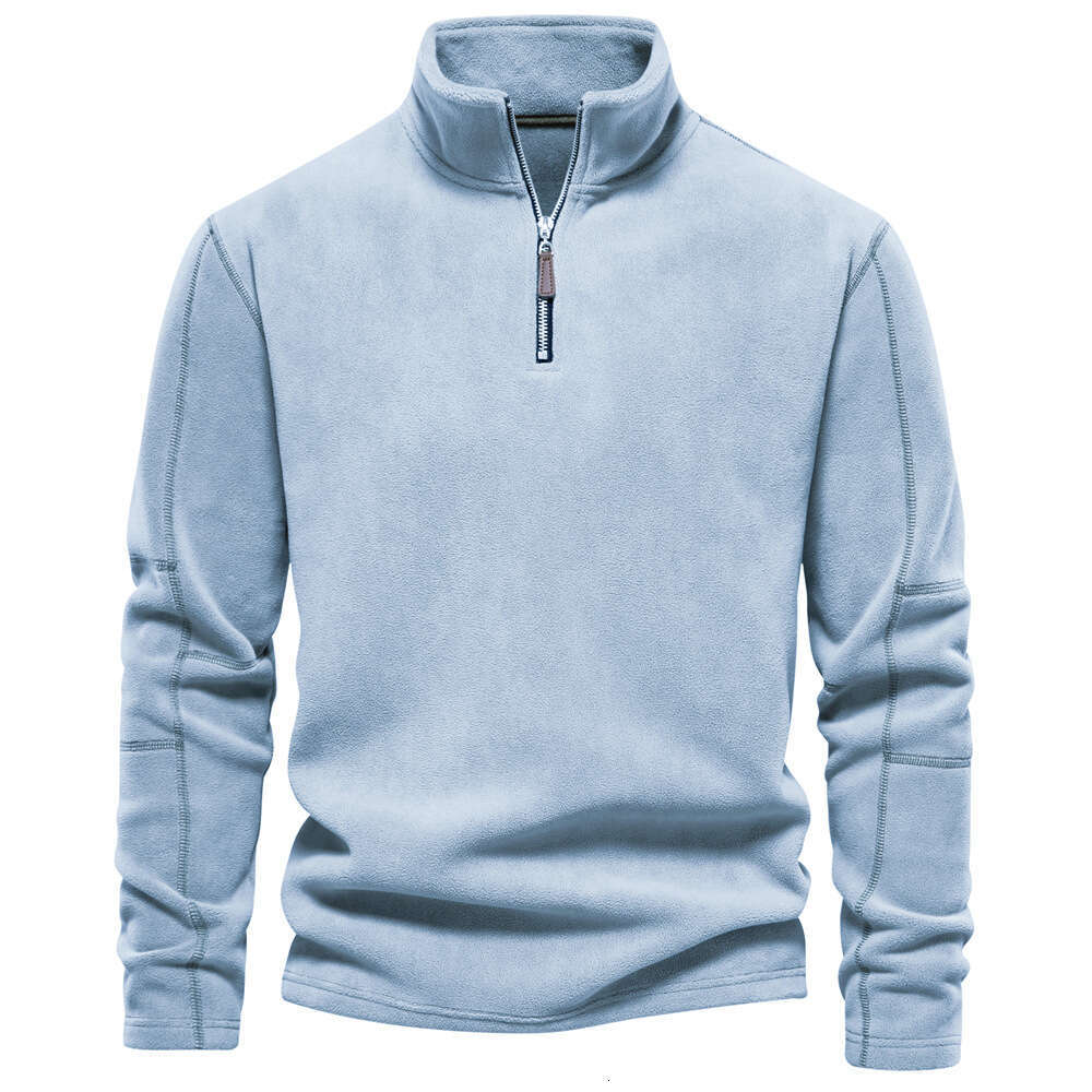 Autumn and Winter New Item Half Zipper Long Sleeve Sweatshirt Stand Up Collar Trendy Versatile Men's Fleece Top