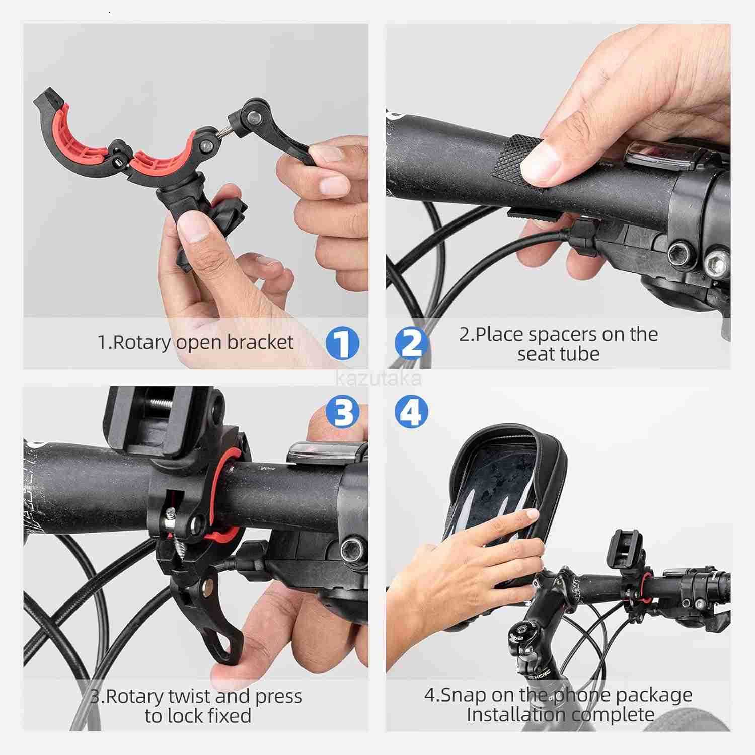 360 Rotatable Waterproof Phone Holder with Quick Release Touchscreen Storage Bag for Smartphones Under 7 Bicycle Accessories for Mountain Road Electri