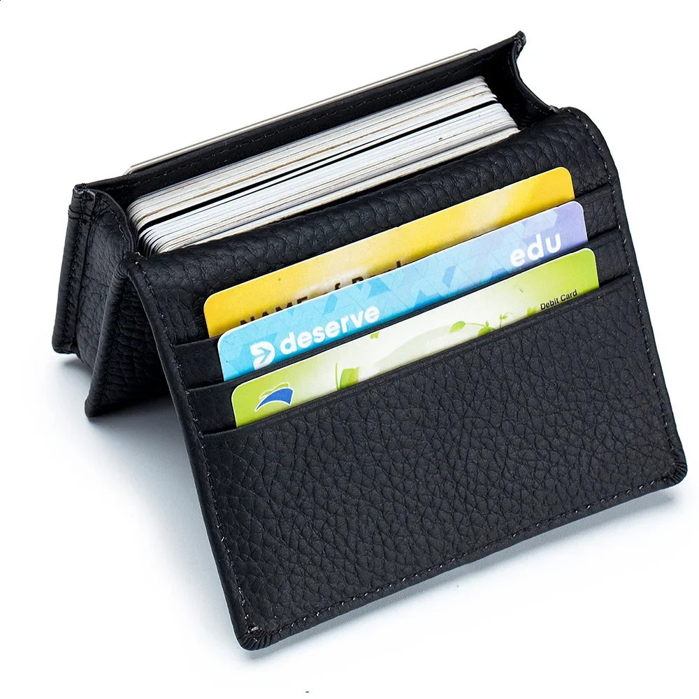 Fashion Genuine Leather Card Wallets Men Credit Card Holders Women CardID Holder Male Organizer Business Cards Case Bag250906