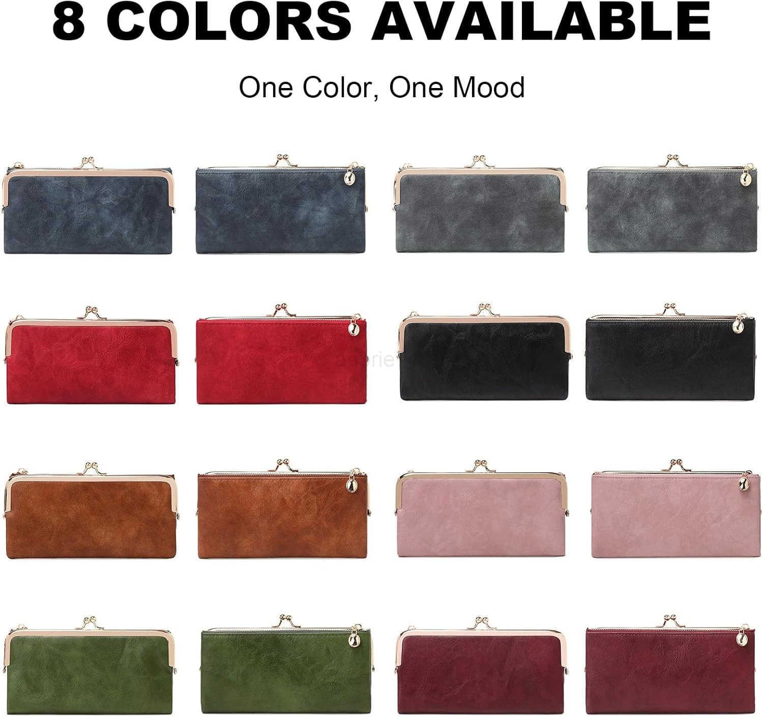 Women Long Wallets Bifold Ladies Purse Clutch with Kiss Lock and Zip Coin PocketZ250910