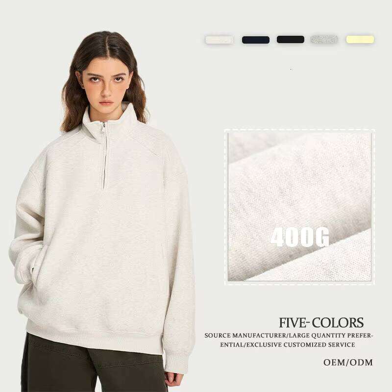 400g Heavyweight Half Cotton Polyester Unisex Zipper Men sweatshirts