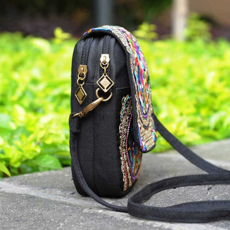 small Embroidered purseEmbroidered cell phone crossbody bag Coin Purse mexican purse Vintage wallet small crossbody cell phone purseW250910