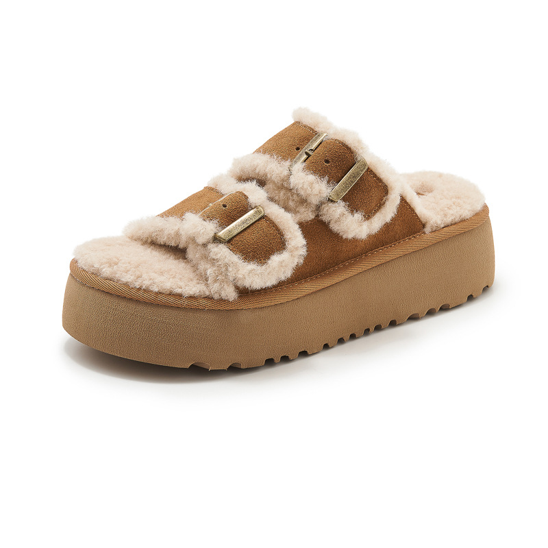 Women Designer Slippers Autumn Winter New Casual Fashion Anti slip Soft Bottom Furry Slippers 5cm platform shoes