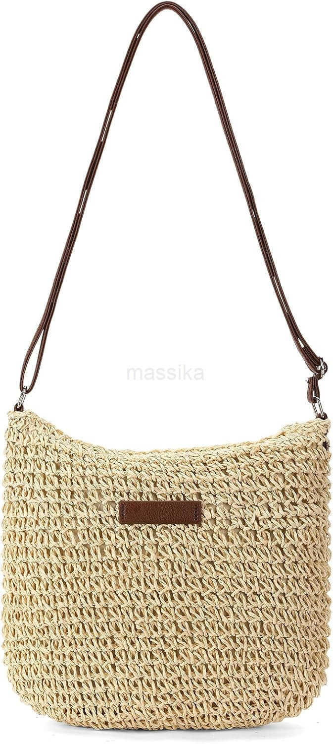 Straw Beach Bags for Women Summer Crossbody Bag Shoulder Bag Woven Purse for Vacation M250910