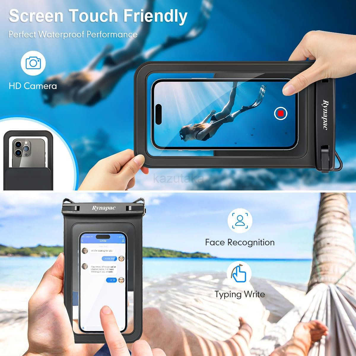 Double Space Waterproof Phone Pouch 2 Pack Waterproof Phone Case with Lanyard for iPhone 16 15 Pro Max S23 Pixel 7a up to 85 Cellphone Dry Bag for Bea