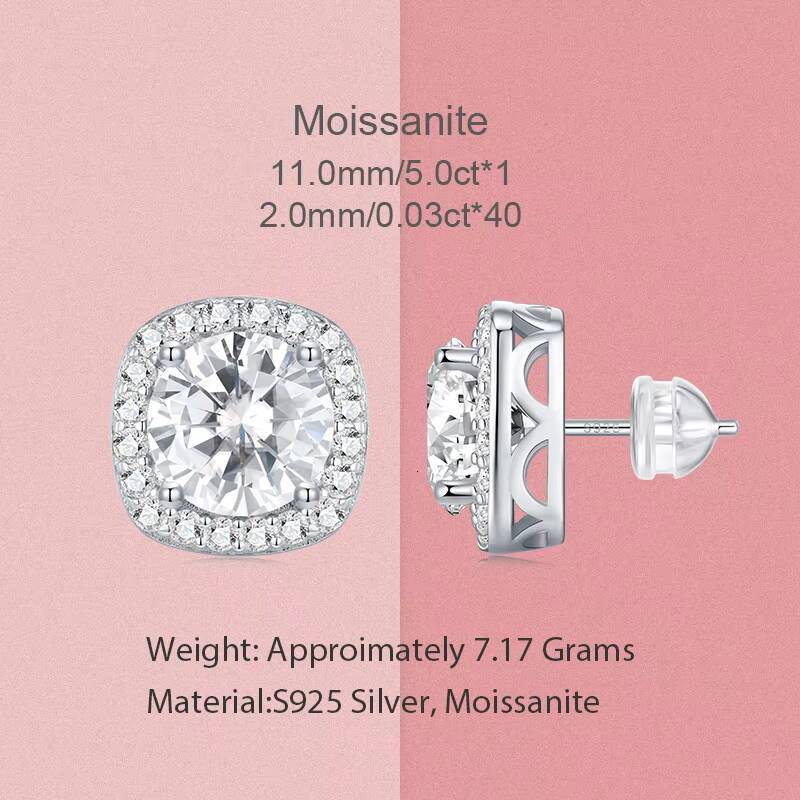 Moissanite Earrings Women S925 Sterling Silver 3ct Round Fine Jewelry Earrings White Color VVS1 Clarity Women Stud Earrings