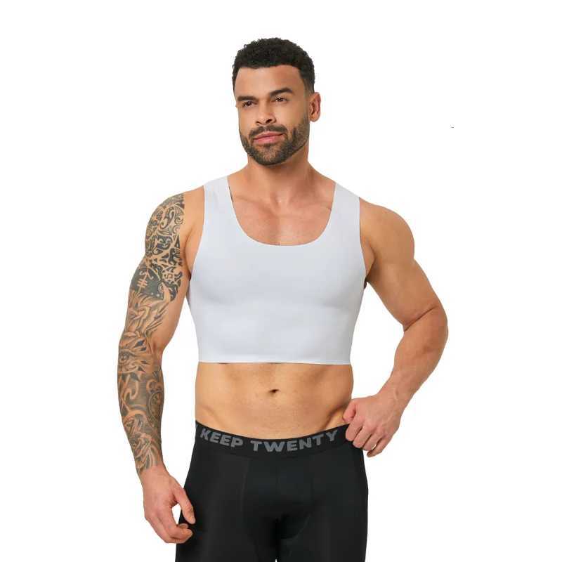Mens seamless shaping short vest sleeveless slim fit underwear high elasticity breathable comfortable vest W250910