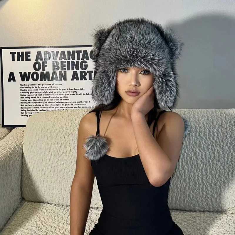 Women s Cozy Faux Fur Beanie with Stylish Color Block Design for Cold Weather Adventures and Outdoor FunXJ250910