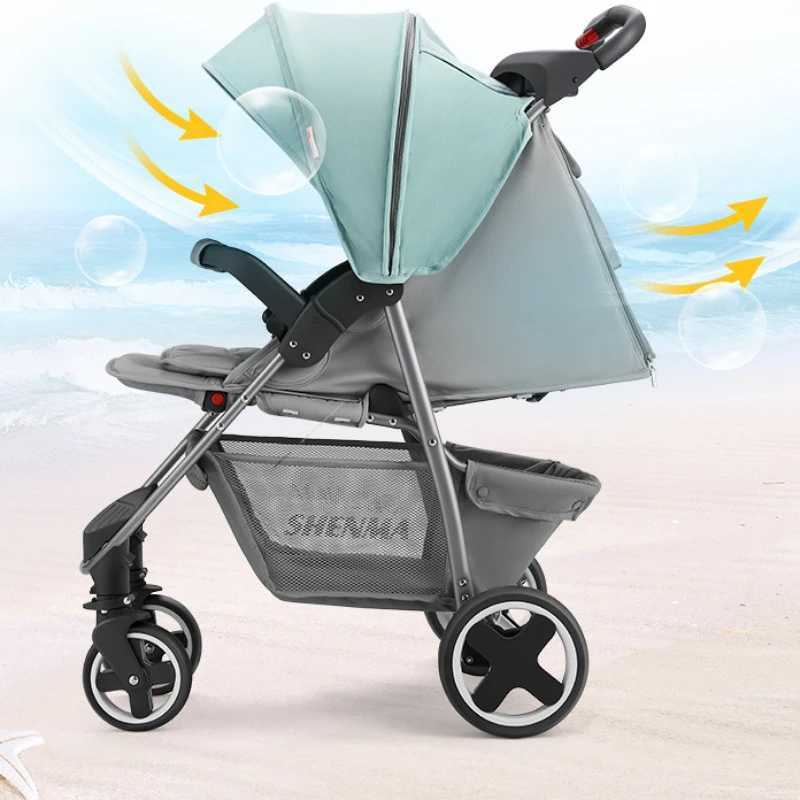 Portable Folding Four Wheels Stroller Baby High View Carriers and Strollers Sit or Lie Down Shock Absorption Baby Pram W250910