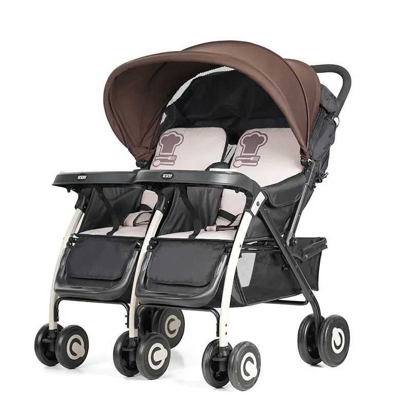 2025 New Twin Baby Stroller Can Sit Lie Foldable Stroller Lightweight High View Stroller W250910