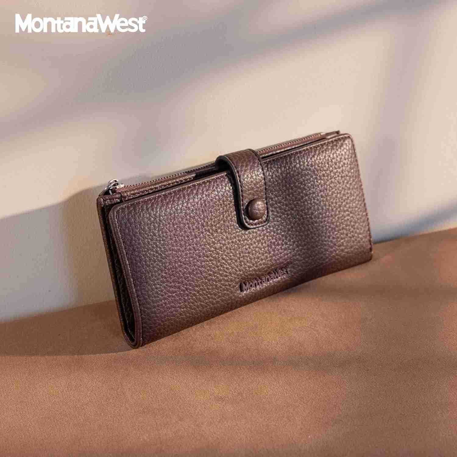 Womens Wallet Long Bifold Card Holder RFID Blocking with Zipper Coin PocketZ250910